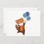 風船かわいい動物たち赤いパンダ子供へ ポストカード (正面/裏面)