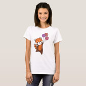 風船かわいい動物たち赤いパンダ子供へ Tシャツ (正面フル)