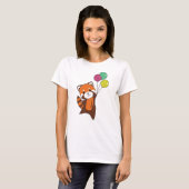 風船かわいい動物たち赤いパンダ子供へ Tシャツ (正面フル)