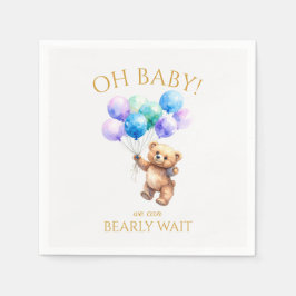 風船が浮き上がっているテディベア スタンダードカクテルナプキン