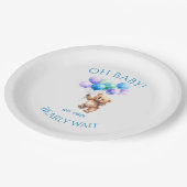 風船が浮き上がっているテディベア ペーパープレート (アングル)