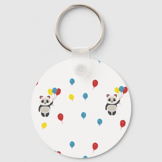 風船が白いパンダ熊 キーホルダー (正面)