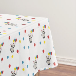 風船が白いパンダ熊 テーブルクロス