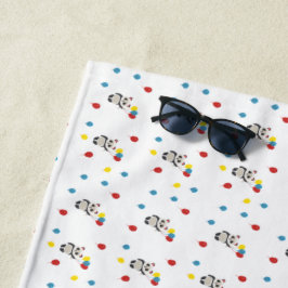 風船が白いパンダ熊 ビーチタオル