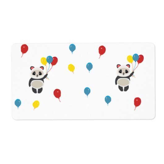 風船が白いパンダ熊 ラベル (正面)