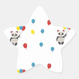 風船が白いパンダ熊 星シール
