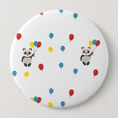風船が白いパンダ熊 缶バッジ (正面)
