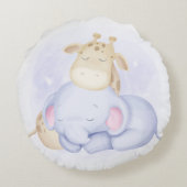 風船が眠る象の可愛いベビーキリン ラウンドクッション (裏面)