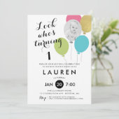 風船が誰が誕生日パーティーの写真に変わる 招待状 (スタンド正面)