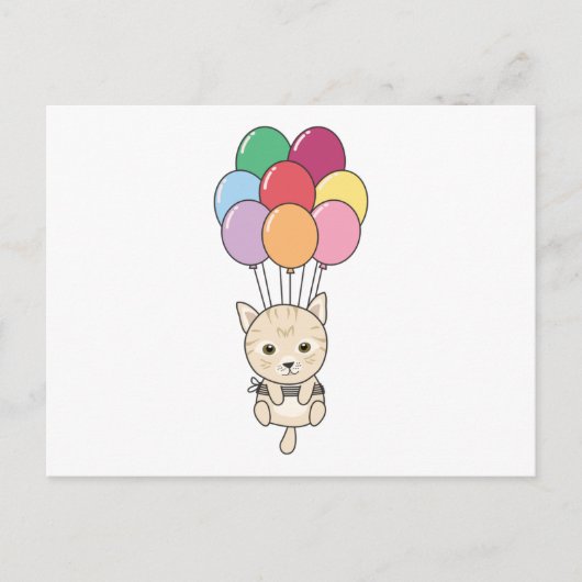 風船が飛び上カラフルがる ポストカード (正面)