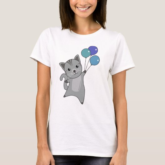風船が飛び上カラフルがる Tシャツ (正面)