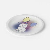 風船が飛び交う白猫 ペーパープレート (アングル)