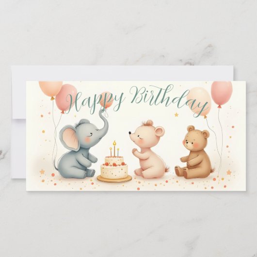 風船でお祝いする動物たちの誕生日 (正面)