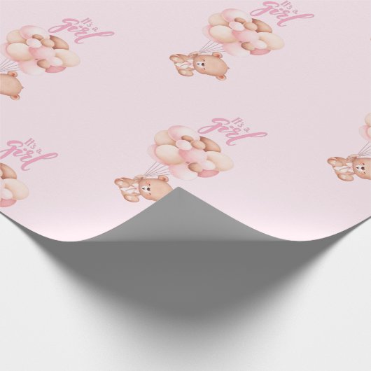 風船でかわいいテディベアのおもちゃだ ラッピングペーパー (角)