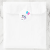 風船でかわいいユニコーン ラウンドシール (バッグ)