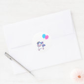 風船でかわいいユニコーン ラウンドシール (封筒)