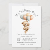 風船でテディベアを待つことができる 招待状 (正面)