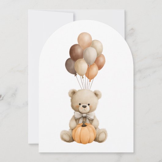 風船でテディベアを待つことができる 招待状 (裏面)