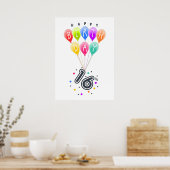 風船で幸せ16誕生日カラフルへ ポスター (キッチン)
