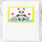 風船で愛らしいマンガのパンダのクマ 長方形シール (バッグ)