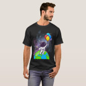 風船で浮いている宇宙飛行士 Tシャツ (正面フル)