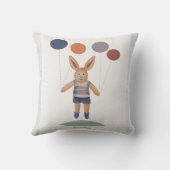 風船で浮かぶウサギの少年 子供部屋 クッション (裏面)