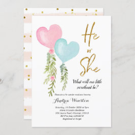 風船で男の子と女の子の性を明かす招待状 招待状