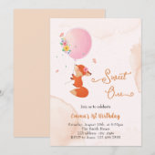 風船で空を飛ぶ赤ちゃん狐 招待状 (正面/裏面)