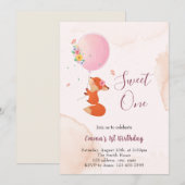 風船で空を飛ぶ赤ちゃん狐 招待状 (正面/裏面)