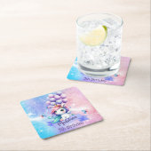 風船で美しいユニコーン紙コースター スクエアペーパーコースター (インサイチュ)