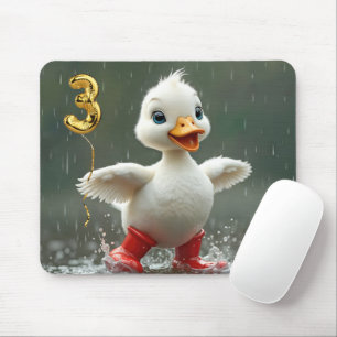 風船で雨の中で白いアヒル#3 マウスパッド