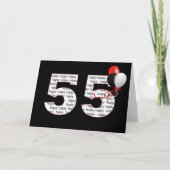 風船で黒い誕生日にハッピーファイブ カード (正面)
