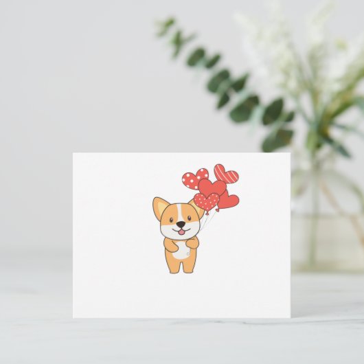 風船で～に行くかわいいハートたち ポストカード (スタンド正面)