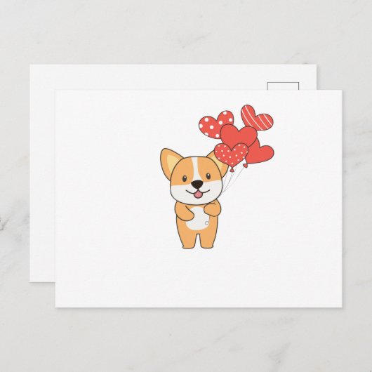 風船で~に行くかわいいハートたち ポストカード (正面/裏面)