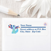 風船とアメリカ国旗を持つ愛国龍 ラベル (インサイチュ)