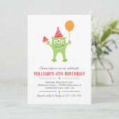 風船とカップケーキを持ったお誕生日モンスター 招待状 (スタンド正面)