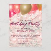 風船とキラキラの紙誕生日パーティー ポストカード (正面)