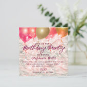 風船とキラキラの紙誕生日パーティー 招待状 (スタンド正面)