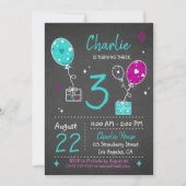 風船とギフト誕生日シャルボード招待状 招待状 (正面)