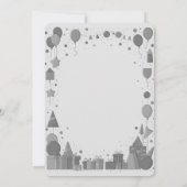 風船とギフト - パーティーをテーマにしたデザイン 招待状 (裏面)