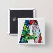 風船とクリスマスツリー付きサンタAモノグラム 缶バッジ (正面&裏面)