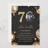 風船とグリッターで70歳の誕生日パーティー 招待状 (正面)