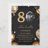 風船とグリッターで80歳の誕生日パーティー 招待状 (正面)