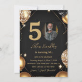 風船とグリッターを使った50歳の誕生日パーティー 招待状 (正面)