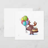 風船とケーキの鹿 招待状 (正面/裏面)