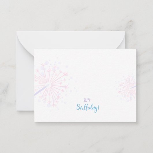 風船とケーキを備えたハッピーバースデーカード ノートカード (裏面)