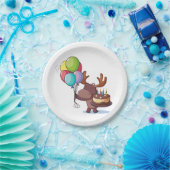 風船とケーキを持つムース ペーパープレート (パーティー)