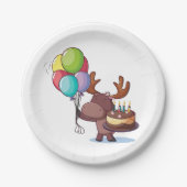 風船とケーキを持つムース ペーパープレート (正面)