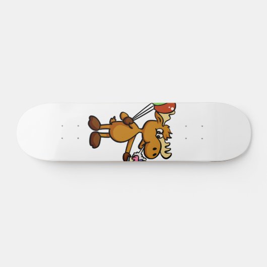 風船とケーキを持つムース |背景色 スケートボード (横)