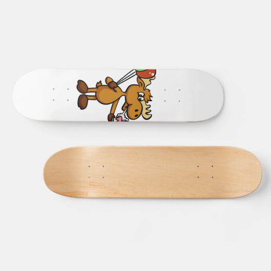 風船とケーキを持つムース |背景色 スケートボード (横)